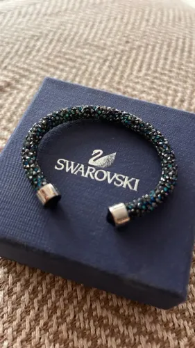 pulseira swarovski cristaldust azul cravejada