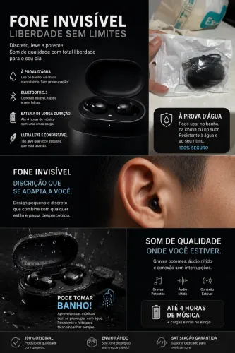 Mini Fone De Ouvido Bluetooth Invisível (Novo Na Caixa)