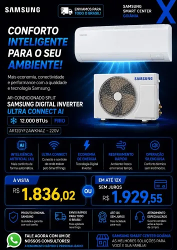 AR-CONDICIONADO SPLIT SAMSUNG DIGITAL INVERTER ULTRA CONNECT AI