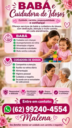 Cuidadora de idoso e babá