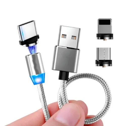 Cabo Magnético Micro USB iOS Android Universal 3 em 1 - R$ 34,99
