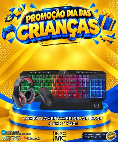 Combo gamer warrior air drop 4 em 1