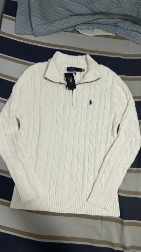 Suéter Ralph Lauren Quarter zip Branco