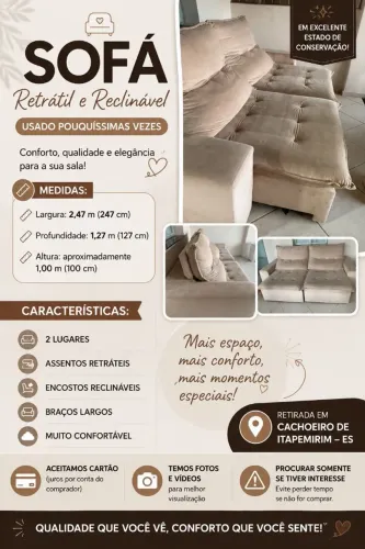 sofá Retrátil usado pouquíssimas vezes