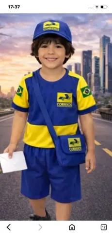 Fantasia tema trabalho no correios infantil