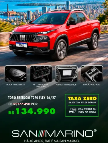 Fiat Toro Freedom 1.3 T270 4X2 Flex AUT 2027