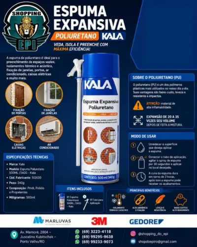 Espuma Expansiva de Poliuretano Kala