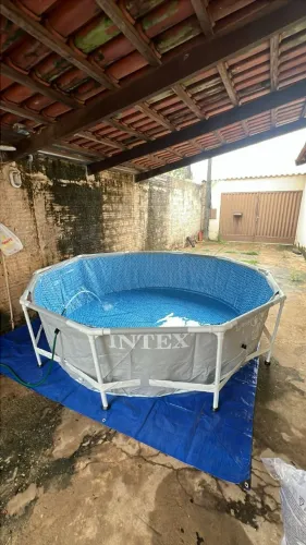 Piscina Estrutural Intex Redonda 305cm | 4.485 Litros | Cinza | Pouco Uso