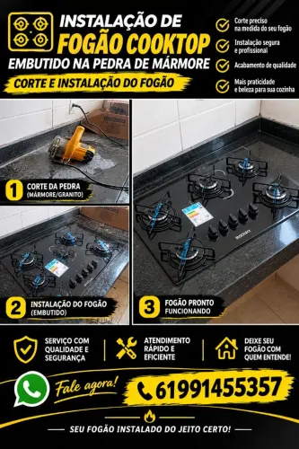 Instalação de fogão cooktop.
