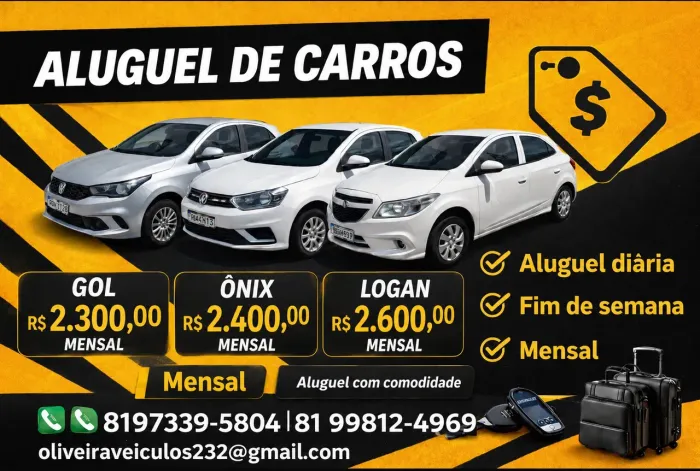 Aluguel de carros diária e mensal