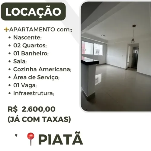 ALUGUEL CORES DE PIATÃ -NASCENTE - 2 QUARTOS COM 1 VAGA DE GARAGEM