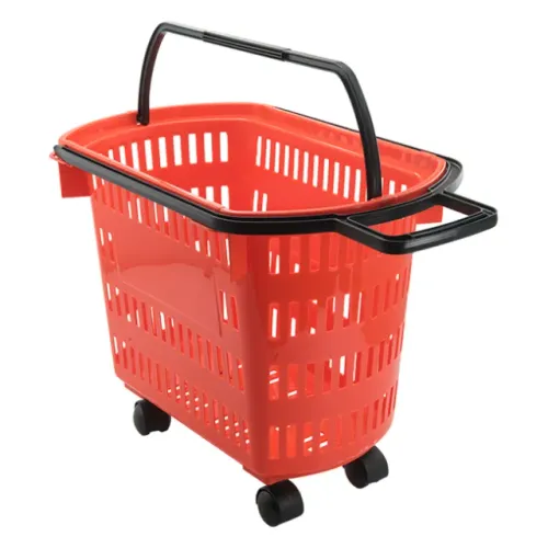 7702 - CESTA PLASTICA D-300 LARANJA DE 30L C/RODAS / MARCA: DELLAPLAST