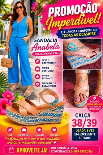 Sandália Linda Plataforma Fivela _ Calça 38 39 _ Confortável e Leve _ Semi Nova