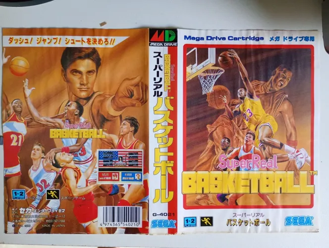 Encarte original Super Real Basketball Mega Drive japonês