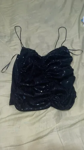 cropped preto de festa