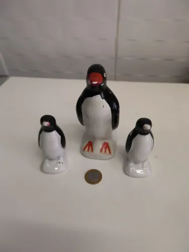 Jogo 3 Pinguim De Geladeira Porcelana Tradicional Retro Luxo