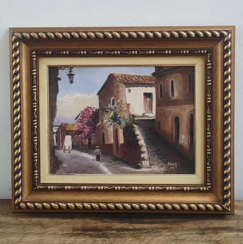 Quadro Óleo sobre Tela - Vila Colonial