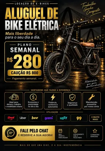 Aluguel de Bicicleta Elétrica para Ifood, Uber, 99