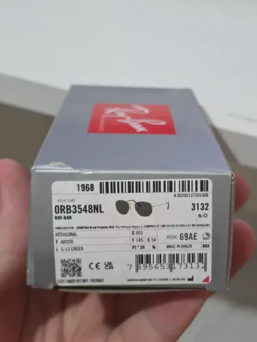 (Original/Nota fisc) Óculos Ray-Ban Hexagonal Flat Lenses Dourado Tamanho 54 Lente Cristal