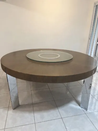 Mesa de Jantar Redonda 1,80m - Design Moderno com Centro Giratório