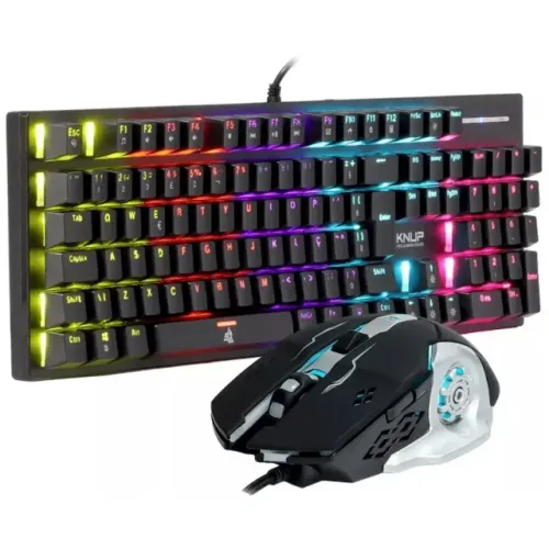Kit Teclado e Mouse Gamer Mecânico USB RGB KP-TE131 - Knup