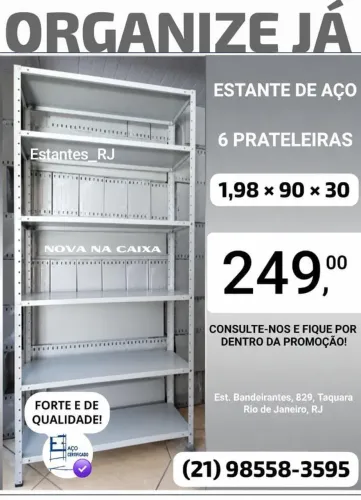 Kit 6 Prat. Estante de Aço / Ferro com 6 Bandejas 1,98m x 90cm x 30cm (Nova na Caixa)