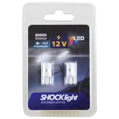Par Lâmpada Pingo d'água Led T10 6000k 12v Super Branca Automotiva- Mínima Seta