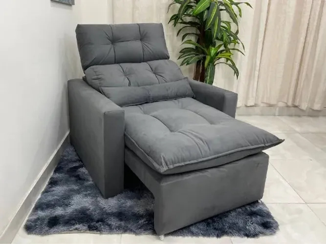 Sofá Retrátil Reclinável Luna 0.98m Cinza Até 12x - Frete Grátis