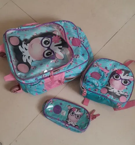 Kit mochila escolar infantil zebra
