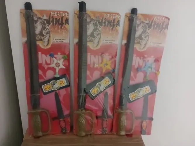 Espada Plástico Bolha Jofer Estrela Ninja com ventosa Brinquedo Antigo Anos 80/90