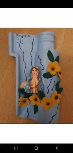 Telha Nossa Senhora pintada à mão
