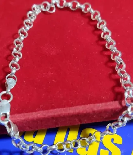 Pulseira Elos Português Prata 950 Peso 13.30 Gramas 7 mm 20 Cm