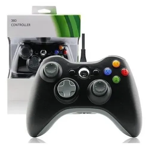 Controle Com Fio Preto Compatível Com Xbox 360 Usb Pc Gamer
