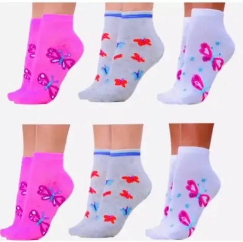 KIT 3 pares de meias adulto feminino - Tamanho M - coloridas