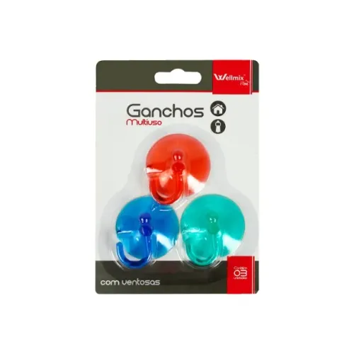 Ganchos Multiuso 3pçs Ventosa Wx5015 Plastico Color Wellmix