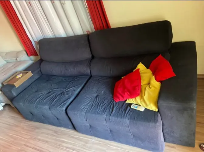 Sofá Modular Preto Escuro Confortável
