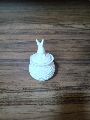 Pote Páscoa Decorativo com Tampa Branco 