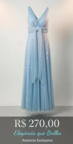 Vestido de Festa Longo Azul Claro - Sofisticado