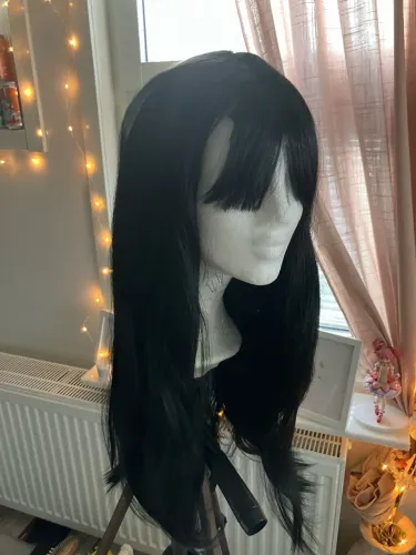 Peruca Preta Longa com Franja