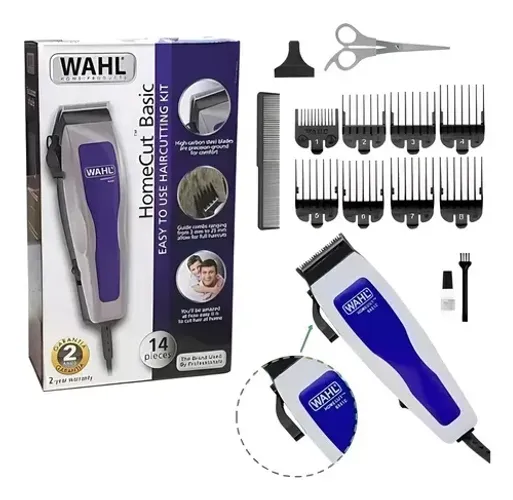 Máquina de cortar cabelo Wahl Basic Homecut azul Plus 14 Peças
