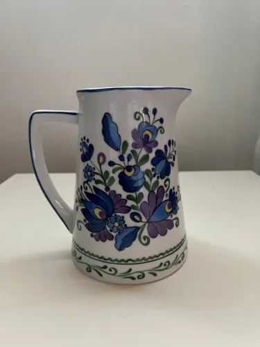 Jarra Decorativa Floral Azul e Roxo