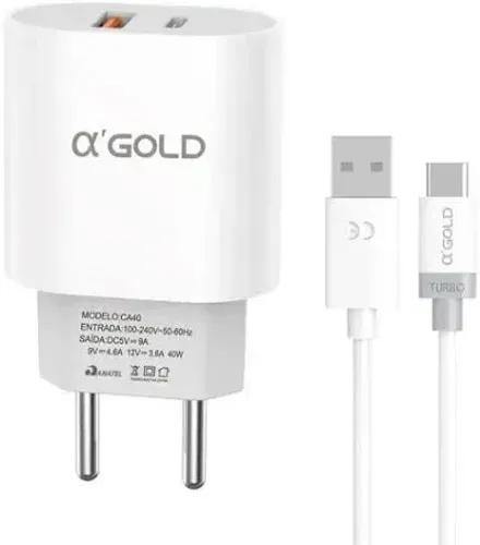CARREGADOR TURBO GOLD TYPE-C, 9.1A, 40W - CA40-3