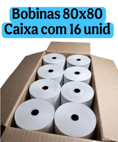 Bobinas 80x80 para caixa registradora - Caixa com 16 unidades