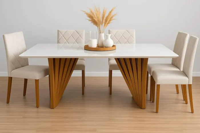 Mesa de Jantar Moderna com Design Exclusivo 6 cadeiras 