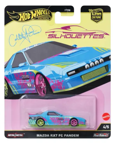 Carrinho brinquedo colecionador Hot Wheels Car Culture Mazda Rx7 Fc Pandem Color Turquesa