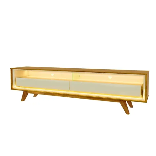Rack Requinte Larg. 1.72m Naturale/Off C/ Led 100% MDF rf76