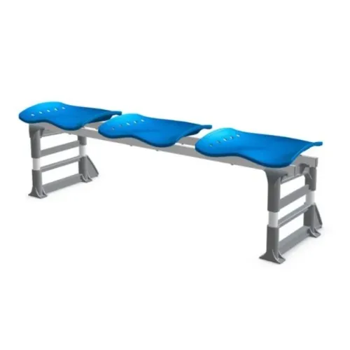 Banco para Vestiário 3 Lugares Cor Azul Estrutura Resistente Conforto Modelo 10113