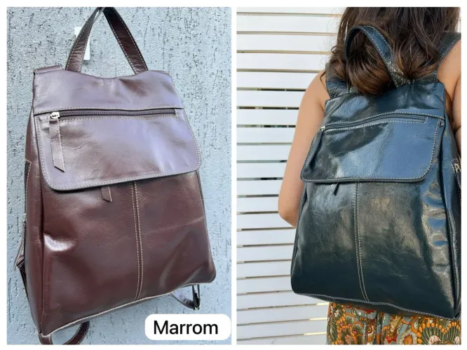 Mochila de Couro legítimo preta