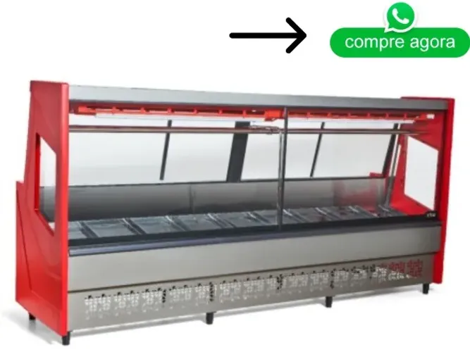 Balcão de Açougue 3M Vermelho Polar com Tendal 220v
