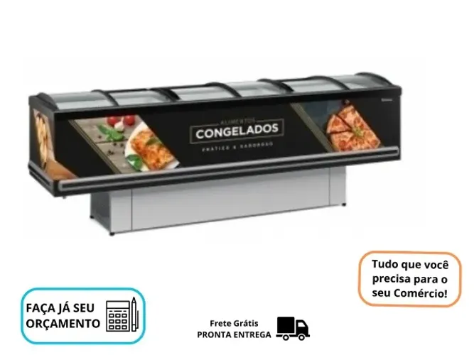 Ilha de Congelados Vidro Curvo Gelopar 2,9 Metros